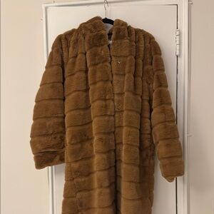 Elegant Brown Faux Fur Coat